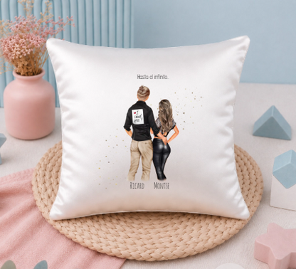 Cojín personalizado pareja party con ilustración festiva | Regalo enamorados