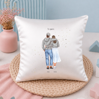 Cojín personalizado pareja elegante con ilustración | Regalo aniversario y boda