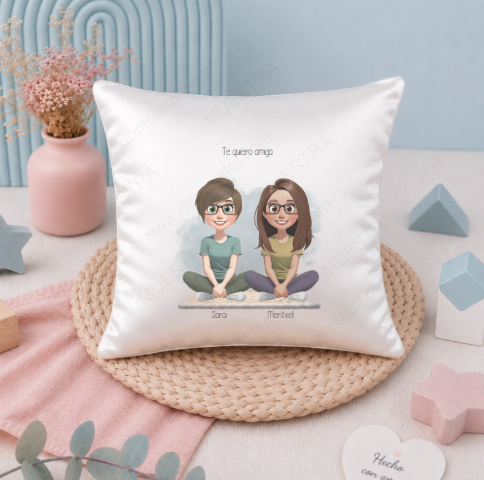 Cojín personalizado como regalo original para amigas, compañeras y hermanas
