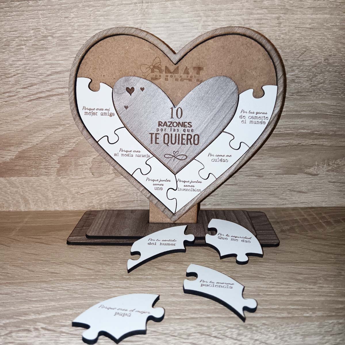 corazón de madera personalizado para san valentín y enamorados - De moi a toi