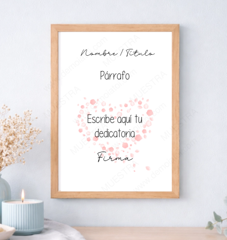 Lámina y cuadro impreso con dedicatoria personalizada para regalar