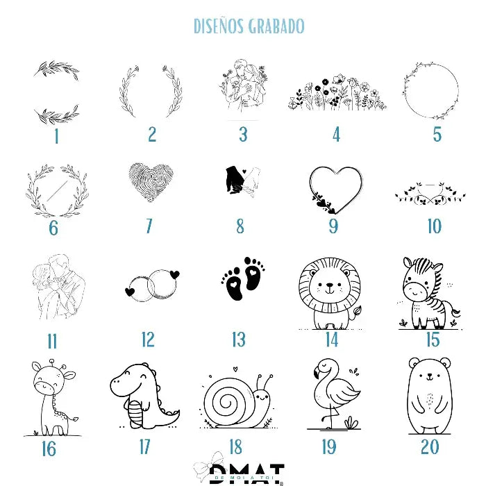 Diseños de grabado para regalos de invitados naturales - De moi a toi