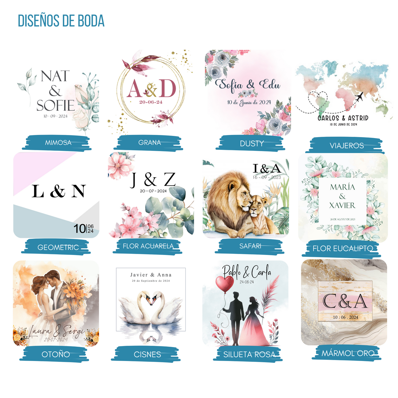 Set colorear personalizado - Diseños de boda