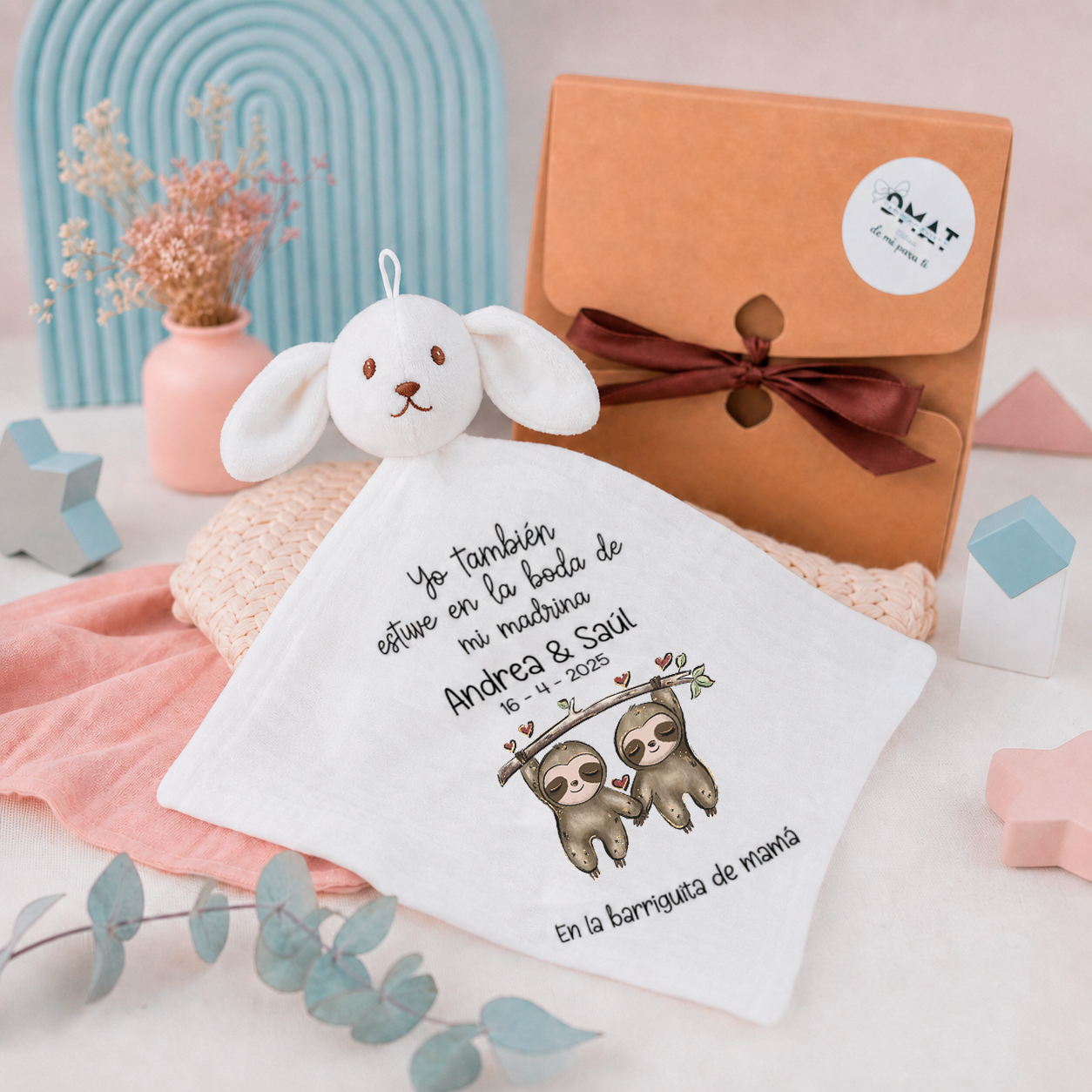 Doudou Personalizado "Yo Estuve en..." | Mantita de Apego para Bebés | Boda, Bautizo y Comunión