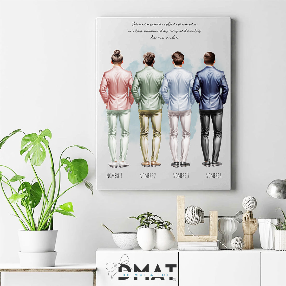 Regalo original para amigos. Lámina impresa con grupo de hombres editables online