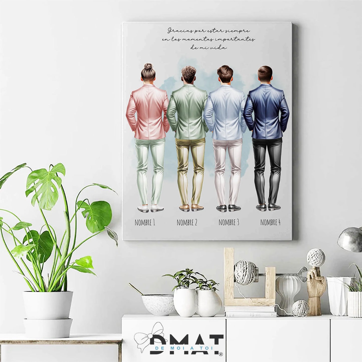 Regalo original para amigos. Lámina impresa con grupo de hombres editables online