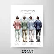 Lámina impresa con ilustración de hombres personalizada para regalar en bodas