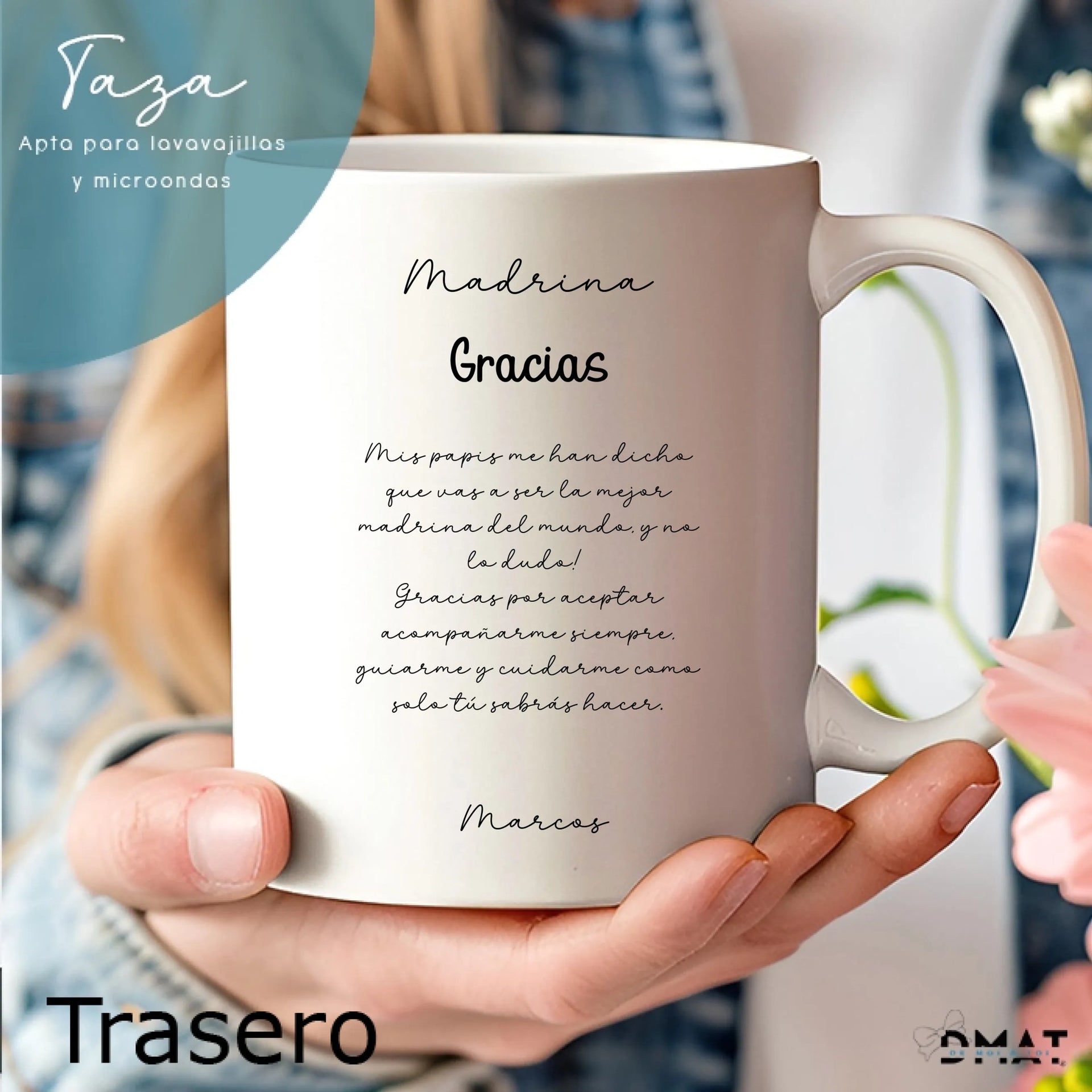 taza personalizada con dedicatoria e ilustración para madre e hijos editable online