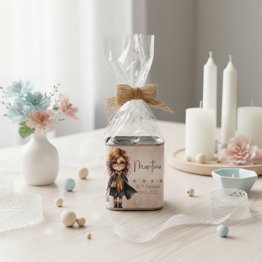 Aceite de oliva AOBE personalizado para detalle de invitados de comunión - De moi a toi