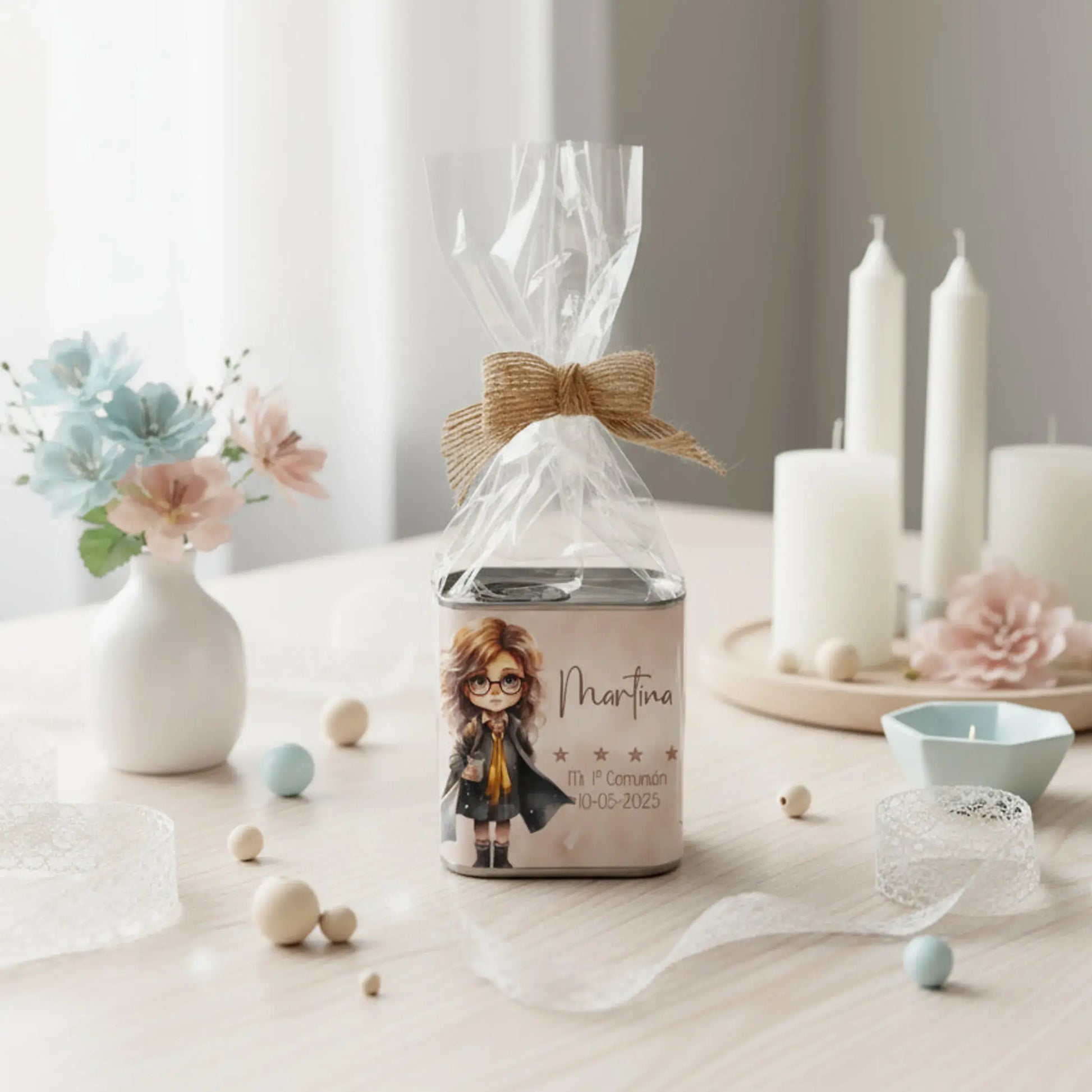 Aceite de oliva AOBE personalizado para detalle de invitados de comunión - De moi a toi