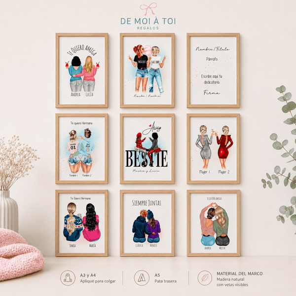 Regalos originales para mejores amigas con ilustración personalizada