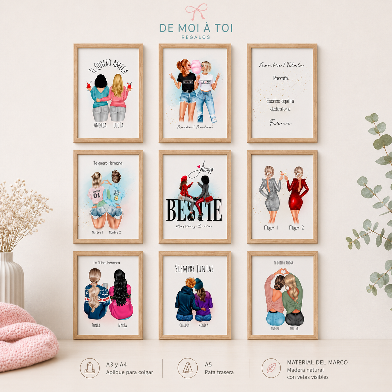 Regalos originales para mejores amigas con ilustración personalizada