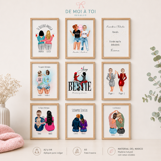 Regalos originales para mejores amigas con ilustración personalizada