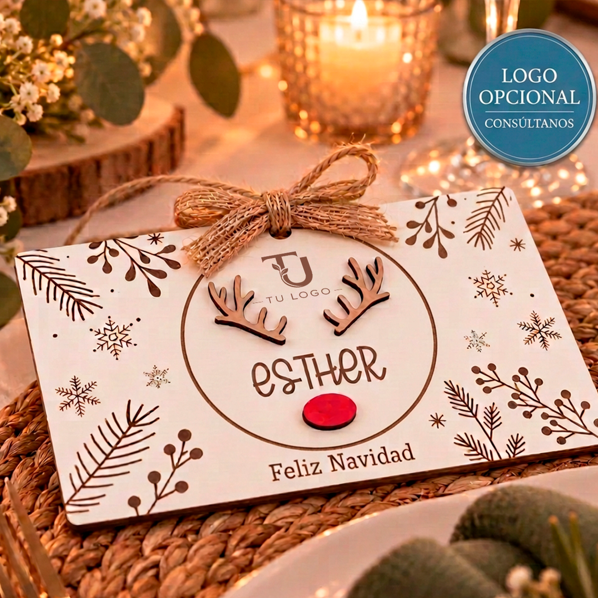 Sobre personalizado para empresas con logo opcional y nombre, para regalar la lotería de Navidad · De Moi à Toi