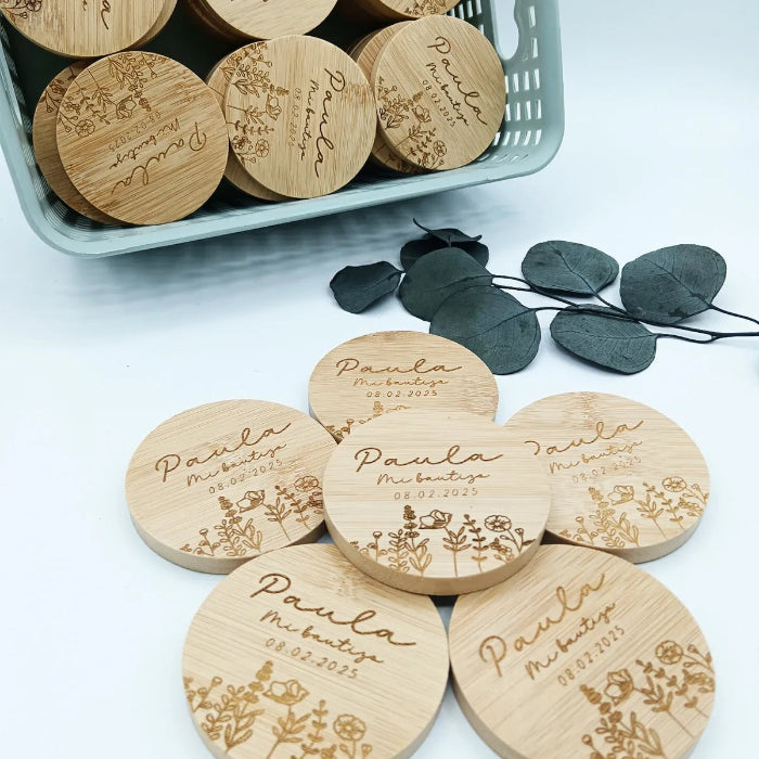 detalle para invitadas de boda espejo grabado a láser en bambú