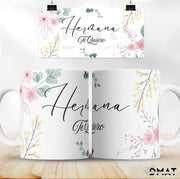 Taza personalizada para regalar a hermanas del alma - Diseño bonito de flores en acuarela - De moi a toi