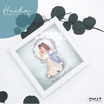 hucha ilustración premium damas amigas con cristal protector

