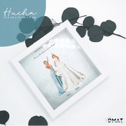 hucha madera blanca amigas de la novia ilustración editable
