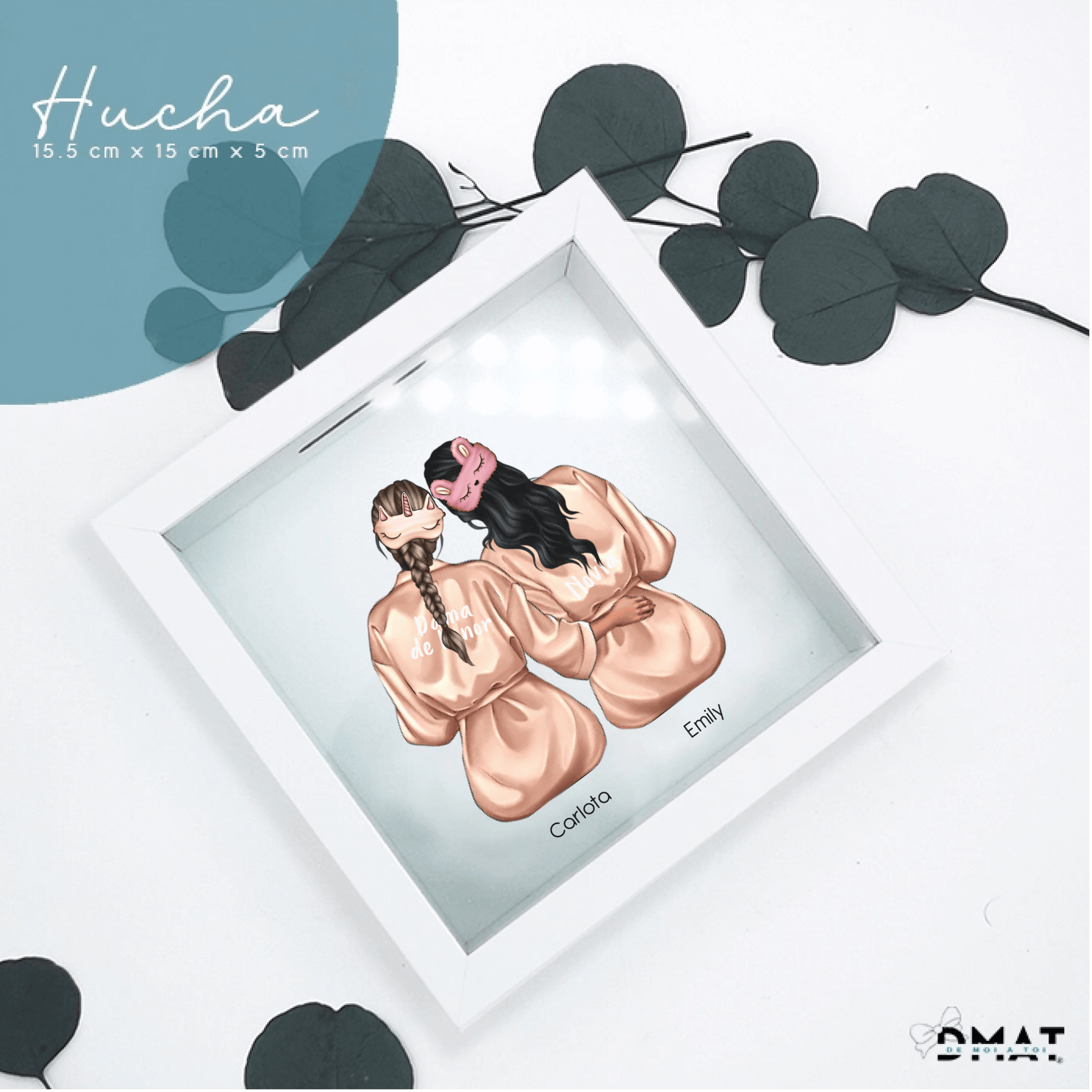 hucha ilustración premium damas amigas con cristal protector

