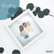 hucha personalizada ilustraciones damas de honor boda cristal frontal

