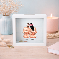 Hucha de madera personalizada preboda sentadas | Regalo dama de honor