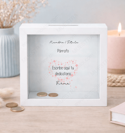 Hucha personalizada con dedicatoria como regalo original