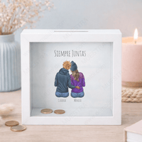 Regalo original navidad hucha personalizada con ilustración editable online impresa