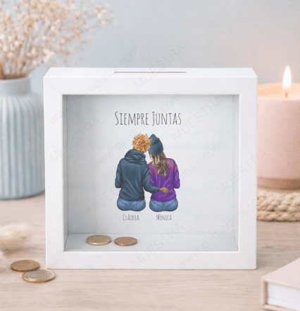 Regalo original navidad hucha personalizada con ilustración editable online impresa