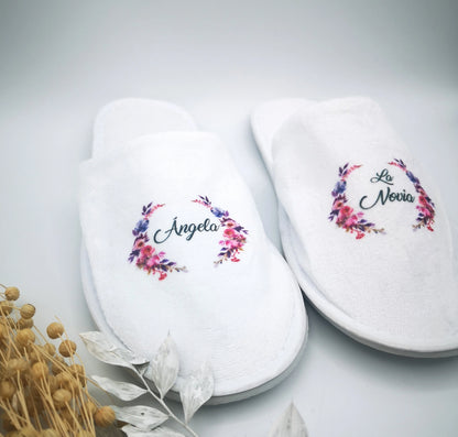 Zapatillas de estar por casa personalizadas con nombre para novia y mujer