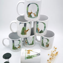 Taza personalizada con Inicial decorada natural y nombre