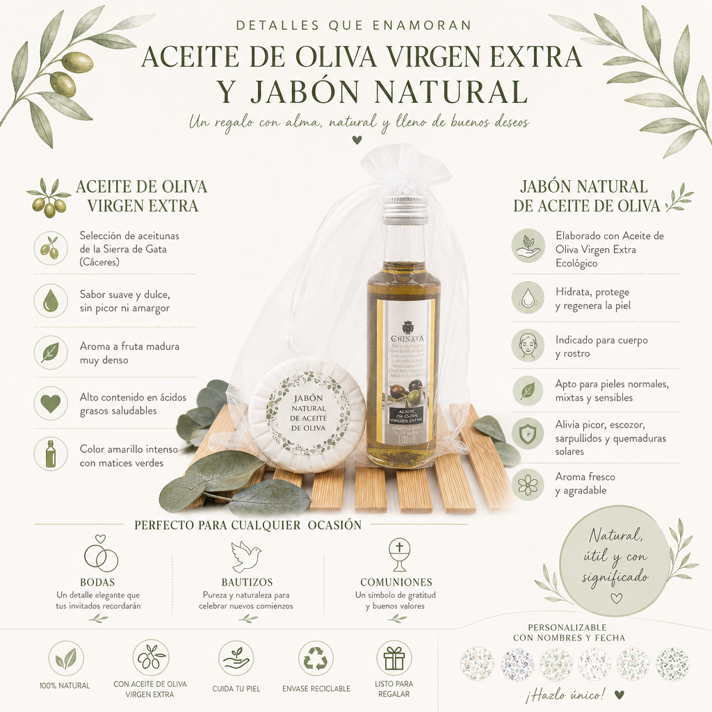 Set detalle de boda natural de aceite para invitados