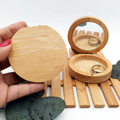 Joyero redondo de bambú personalizado con grabado láser