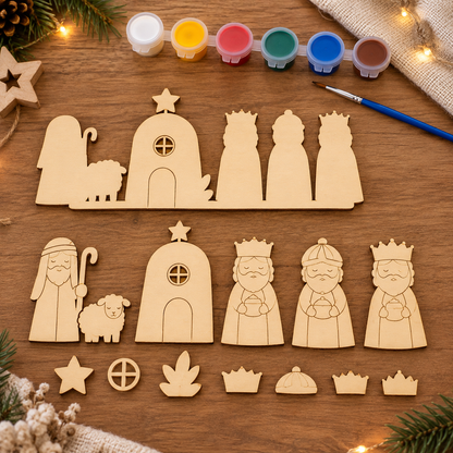 Kit creativo de Reyes Magos de madera para pintar y montar en familia