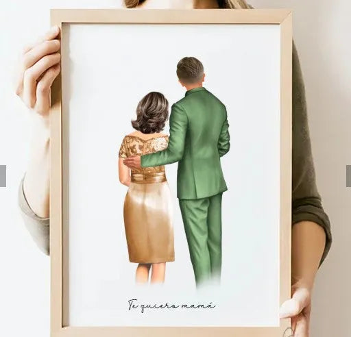 Regalos  de boda con dibujo personalizado para la madre del novio