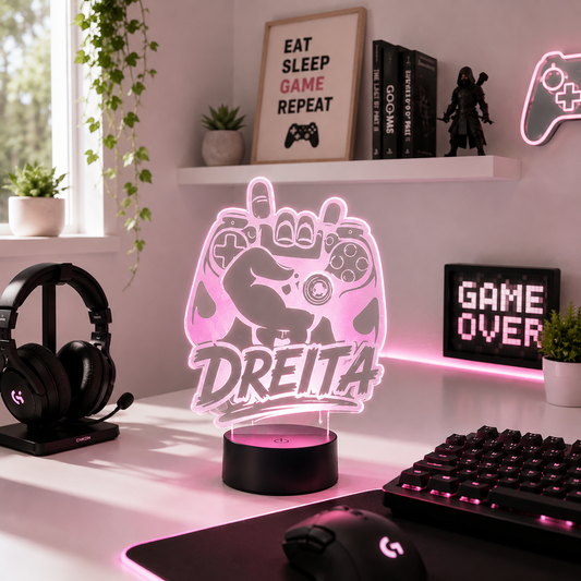 Lámpara LED gamer personalizada en color rosa - De moi à toi