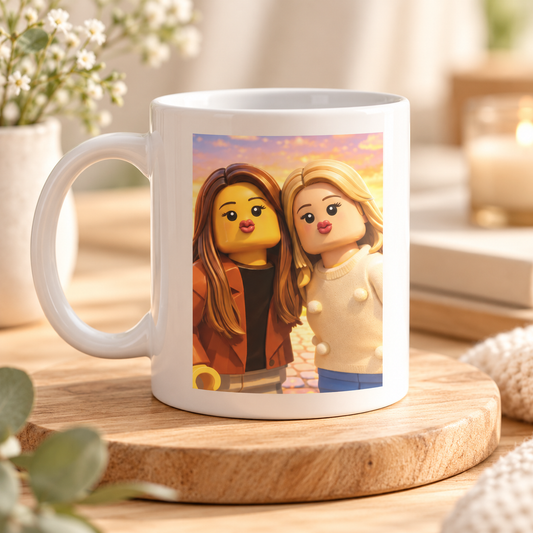 Taza personalizada con caricatura estilo Lego desde foto, regalo original para el Día del Padre o de la Madre