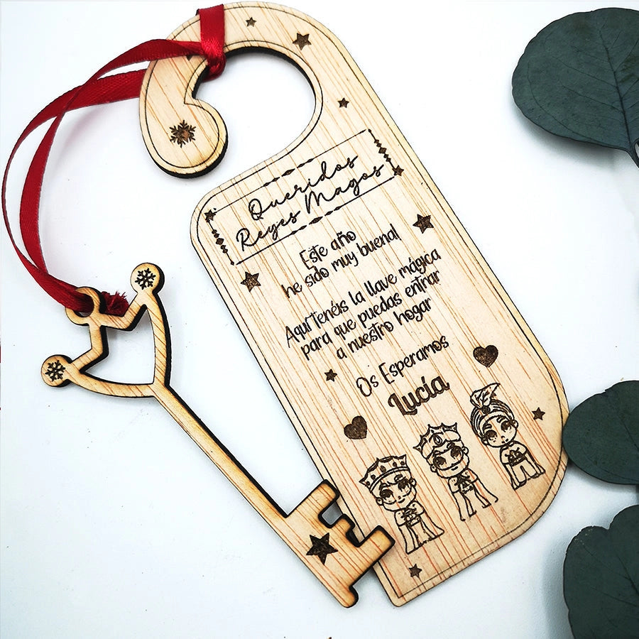 Llave mágica de madera personalizada para reyes magos - de moi a toi