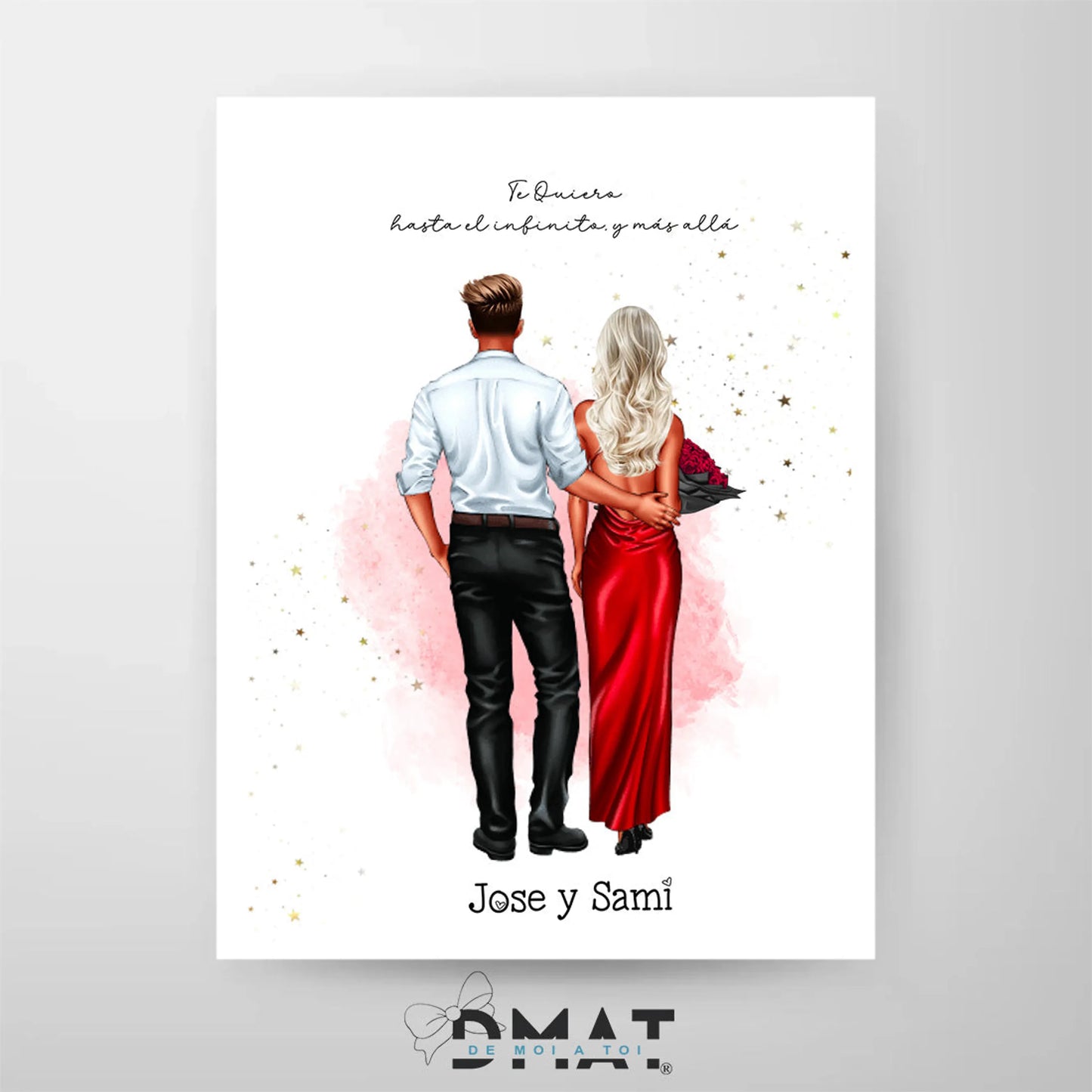 lámina romántica pareja elegante – ilustración personalizada – De moi à toi  