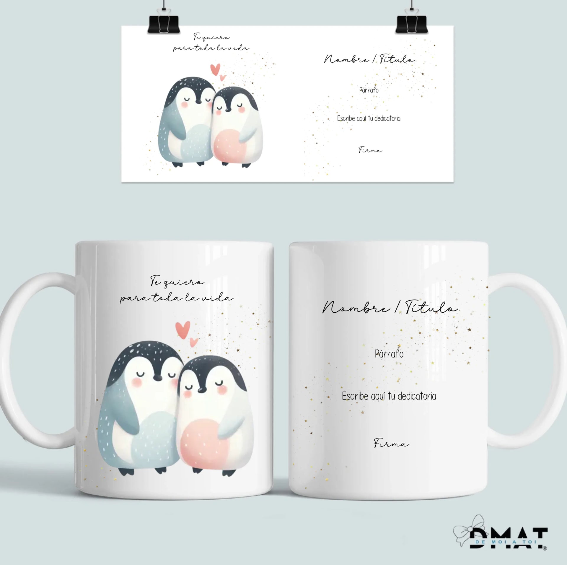 taza personalizada pareja de animalitos tiernos