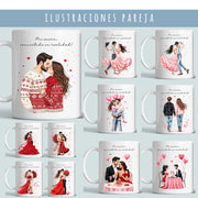 Diseños de parejas románticas para tazas personalizadas