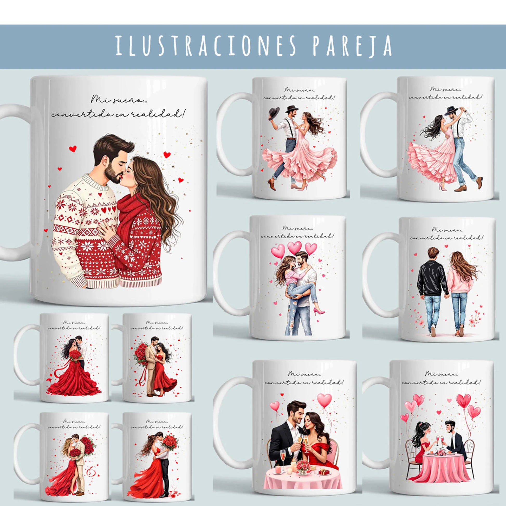 Diseños de parejas románticas para tazas personalizadas
