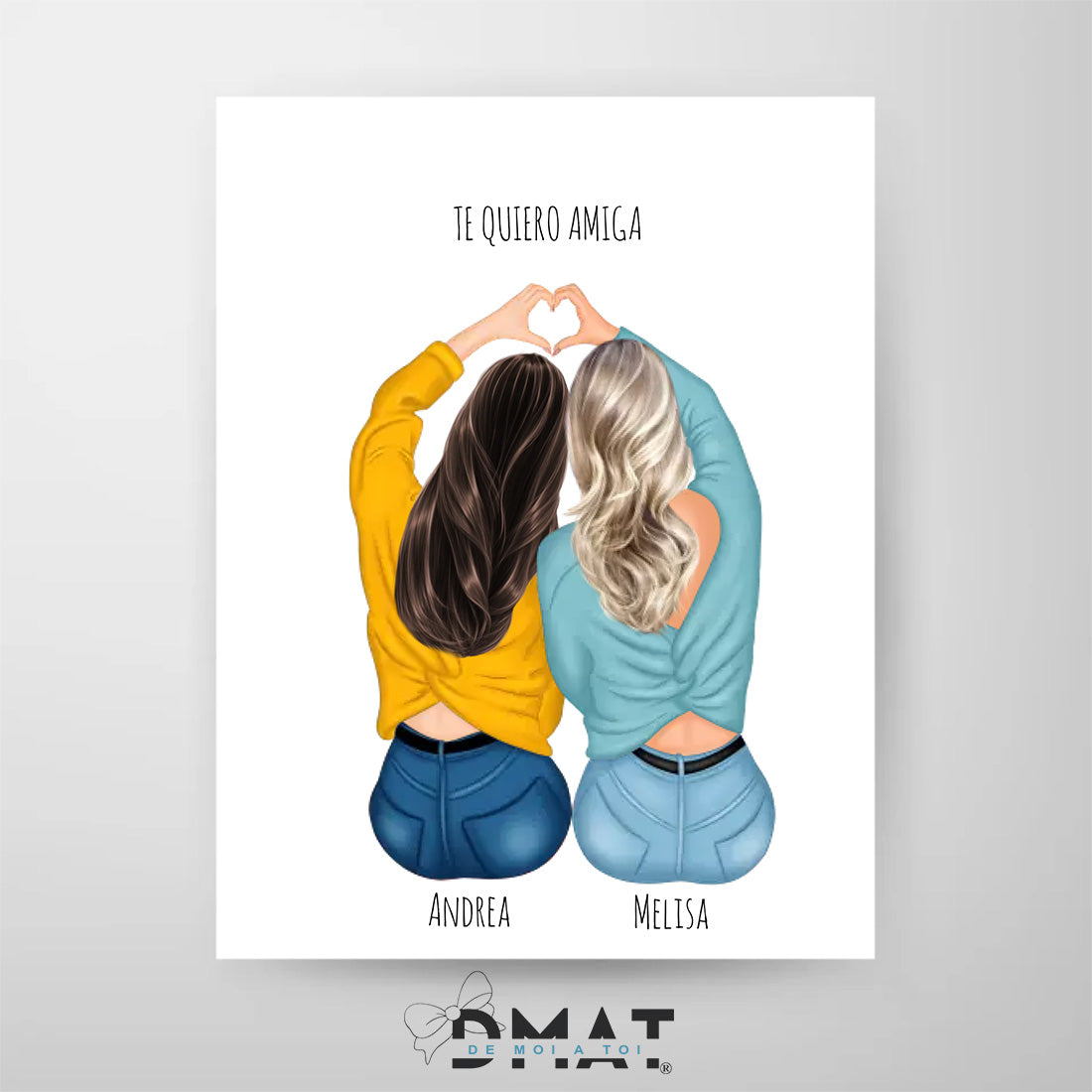 lámina mejores amigas personalizada – ilustración con forma de corazón – De moi à toi 