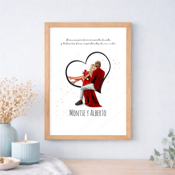Regalo original de amor para parejas con dibujo editable a medida
