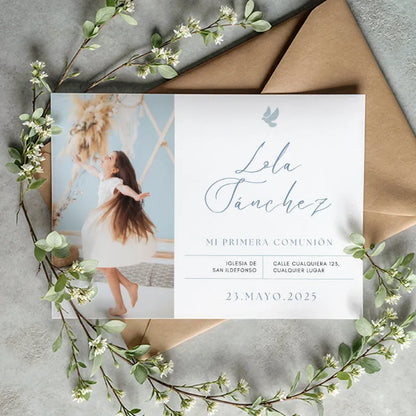 Invitación de comunión personalizada con foto - De moi a toi