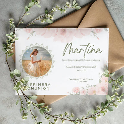 Invitación personalizada con foto para comunión o bautizo - De moi à toi