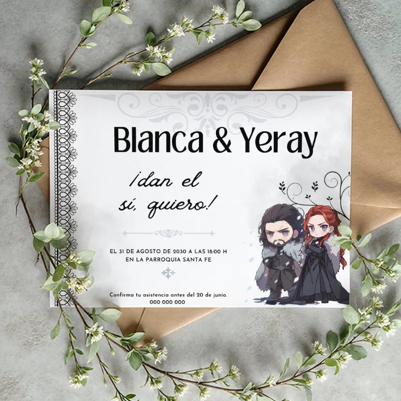 Invitación de boda temática personalizada con diseño juego de tronos - De moi à toi
