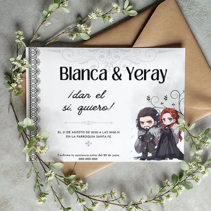Invitación de boda temática personalizada con diseño juego de tronos - De moi à toi