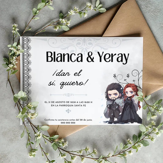 Invitación de boda temática personalizada con diseño juego de tronos - De moi à toi