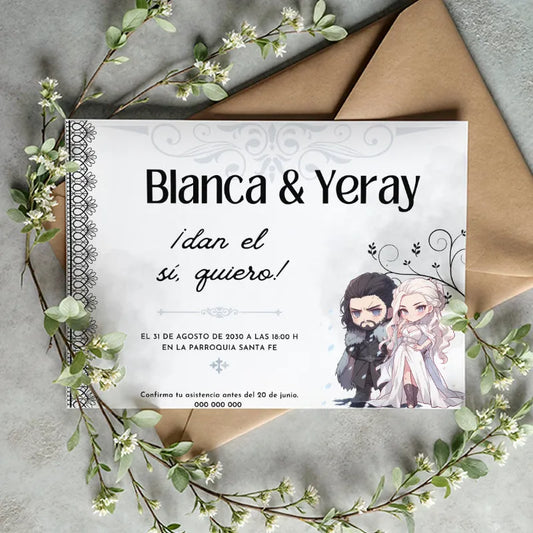 Invitación de boda temática