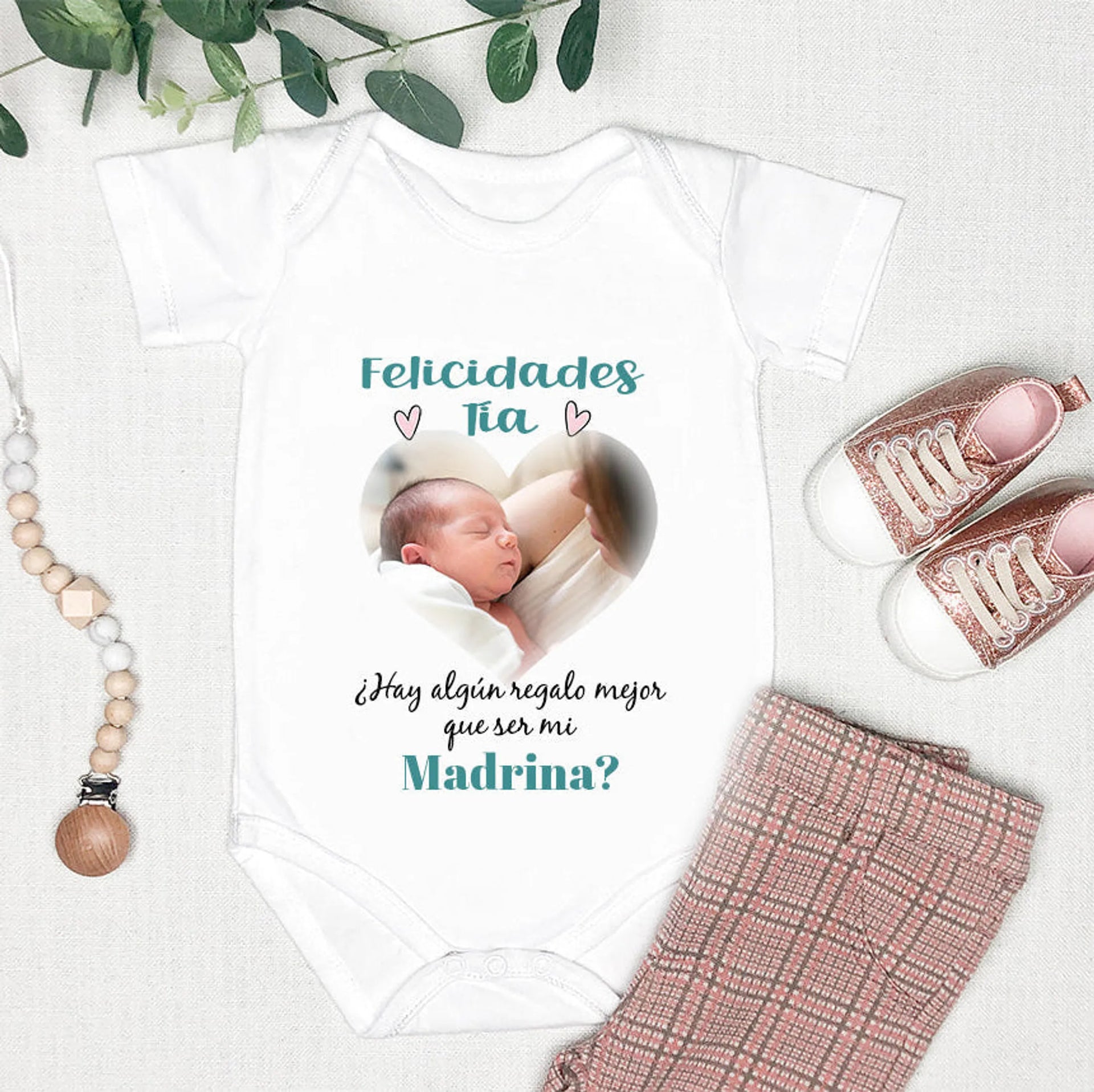 Bopy personalizado con foto para preguntar a madrina - De moi à toi